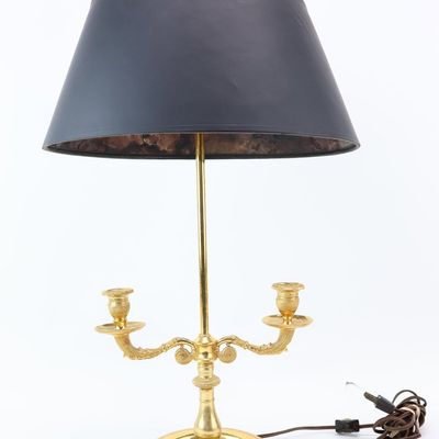 Sale Photo Thumbnail #135: French Empire Style Two light Gilt Bouillotte Table Lamp