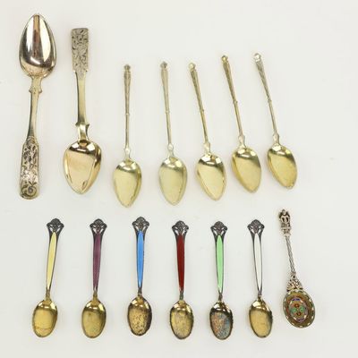 Sale Photo Thumbnail #63: Group of Assorted Silver Spoons