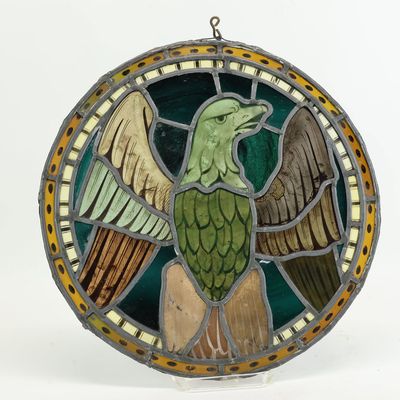 Sale Photo Thumbnail #234: American Eagle Leaded Stained Glass Window Panel