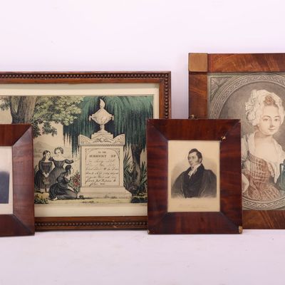 Sale Photo Thumbnail #301: Antique N. Currier 1824 Memorial Framed Colored Lithograph