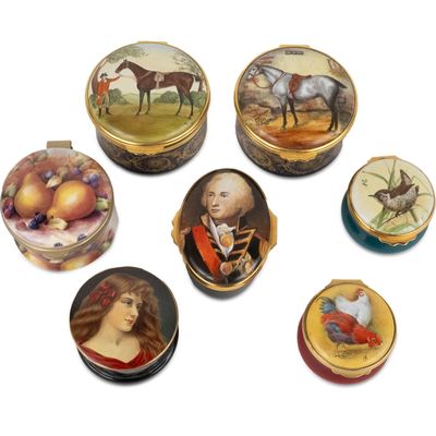 Sale Photo Thumbnail #144: Five House of Ashley Enamel Trinket Boxes