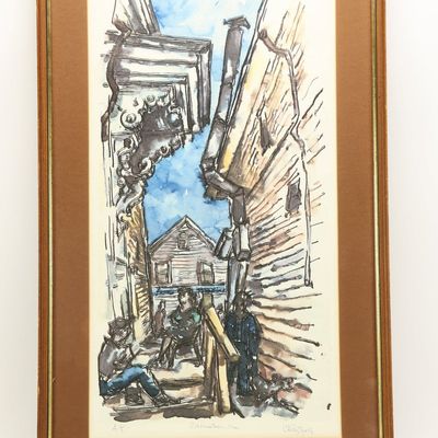 Sale Photo Thumbnail #314: Vintage Chaim Gross New England Street Scene AP Lithograph