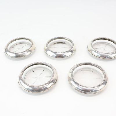 Sale Photo Thumbnail #4: Set of 5 Frank Whiting & Co Sterling Silver Coasters