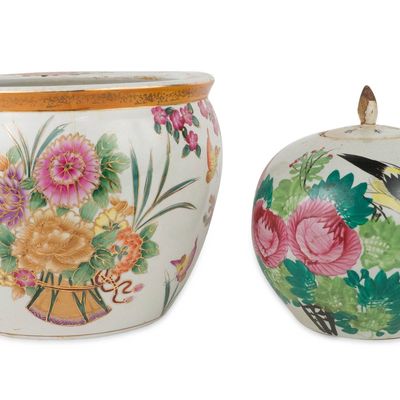 Sale Photo Thumbnail #333: Chinese Famille Rose Ginger Jar and Fishbowl