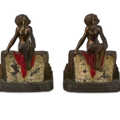 Sale Photo Thumbnail #195: Two Pairs of Art Deco Bookends of Women
