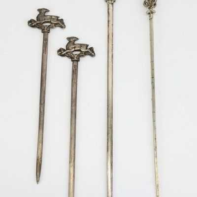 Sale Photo Thumbnail #41: Pair of Hutschenreuter Silver Stag Meat Skewers