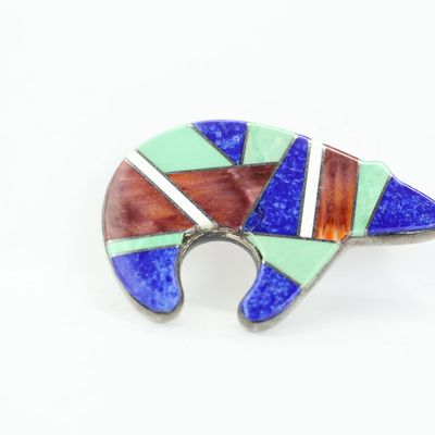 Sale Photo Thumbnail #88: Native American Sterling Silver Bear Pin
