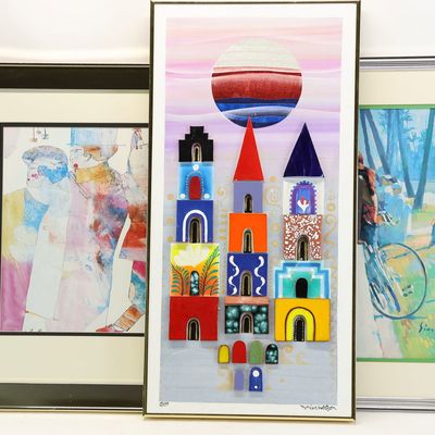 Sale Photo Thumbnail #250: Vintage Monica Watson Collage on Canvas