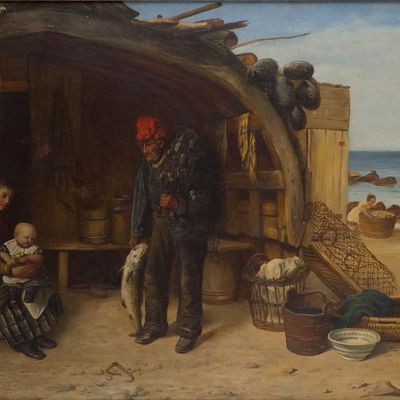 Sale Photo Thumbnail #253: Fisherman Family Scene, Oil on Canvas