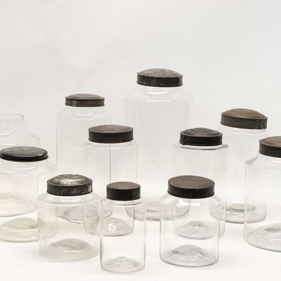 Sale Photo Thumbnail #237: Group of Eleven Assorted Blown Glass Apothecary Jars