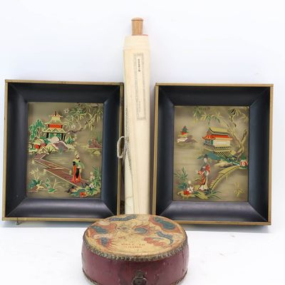 Sale Photo Thumbnail #349: Vintage Pair Asian Shadow Boxes Back Lighted