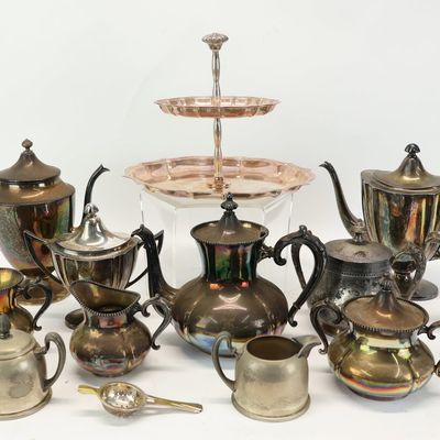 Sale Photo Thumbnail #68: Group of Assorted Silverplated Tea and Coffee Holloware