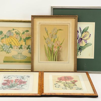 Sale Photo Thumbnail #303: Group of Five Vintage Botanical Artworks