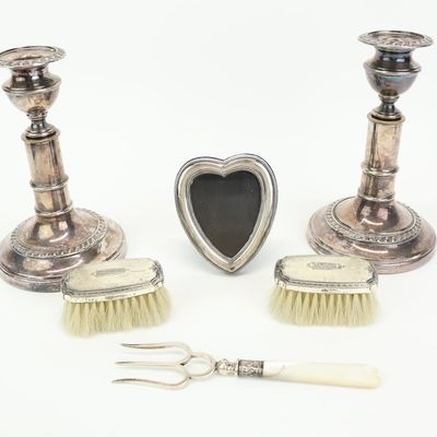Sale Photo Thumbnail #6: Group of Assorted Silver Articles