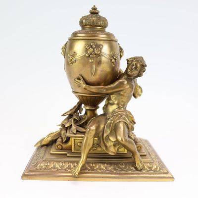Sale Photo Thumbnail #208: French Dore Bronze Figural Inkwell