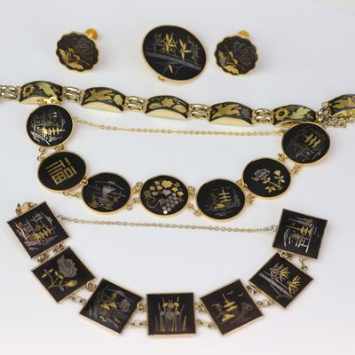 Sale Photo Thumbnail #82: Vintage Group of Assorted Amita Damascene Jewelry