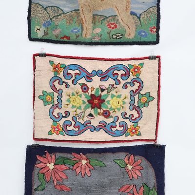 Sale Photo Thumbnail #181: Vintage Folk Art Hooked Rug of Terrier