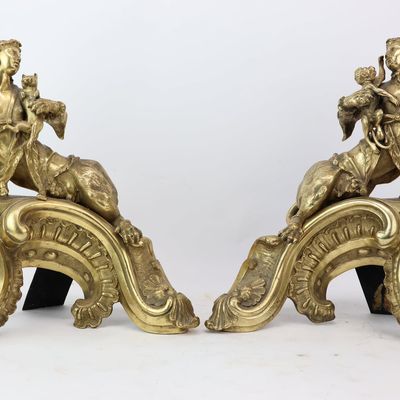 Sale Photo Thumbnail #201: Pair of Louis XV Style Gilt Bronze Chenets