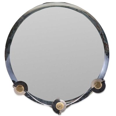 Sale Photo Thumbnail #384: Contemporary Circular Mirror with Mixed Metal Bracket