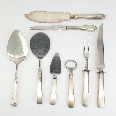 Sale Photo Thumbnail #40: Group of 8 Assorted Sterling Silver Handled Cutlery