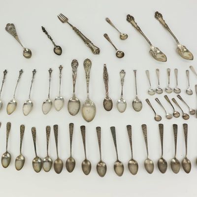 Sale Photo Thumbnail #61: Group of Assorted Sterling Silver and Plated Spoons