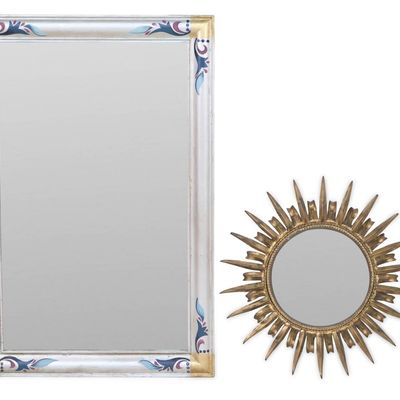 Sale Photo Thumbnail #401: Pair of Diminutive Inlaid Wood Mirrors