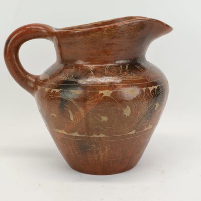 Sale Photo Thumbnail #236: Vintage Handmade Redware Pitcher