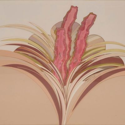 Sale Photo Thumbnail #292: Abstract Pink Foliage, Mixed Media Cut Paper Collage