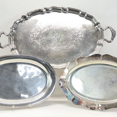 Sale Photo Thumbnail #19: Silver Plated Double Handled Serving Tray