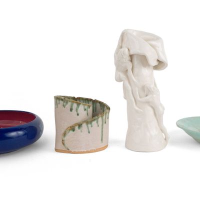 Sale Photo Thumbnail #112: Four Art Pottery Table Articles