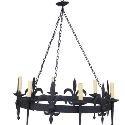 Sale Photo Thumbnail #187: Cast-Iron Fleur-di-Lis Decorated Chandelier