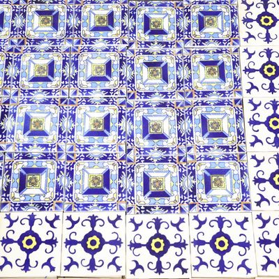 Sale Photo Thumbnail #214: Group of 188 Glazed Ceramic Tiles