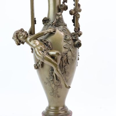 Sale Photo Thumbnail #200: Antique Art Nouveau Figural Bronze Amphora