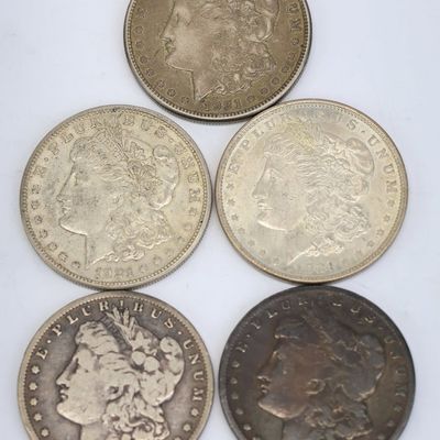 Sale Photo Thumbnail #102: Five 1900's Morgan Silver Dollars