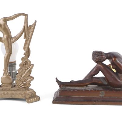 Sale Photo Thumbnail #188: Two Frankart Style Art Deco Figural Silhouette Table Lamps