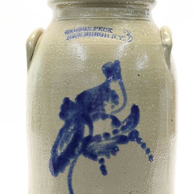 Sale Photo Thumbnail #227: George Peck Newburgh, New York Three-Gallon Stoneware Crock
