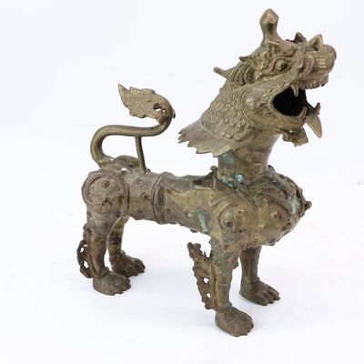 Sale Photo Thumbnail #361: Vintage Asian Brass Temple Guardian Lion