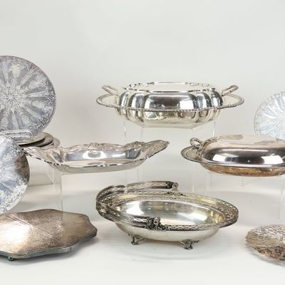 Sale Photo Thumbnail #18: Group of Assorted Silver Plated Serving Articles