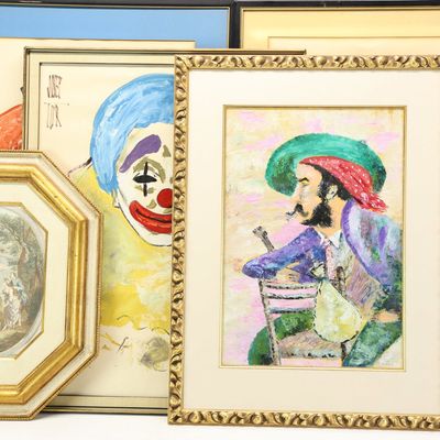 Sale Photo Thumbnail #298: Three Josep Tur Clown Paintings