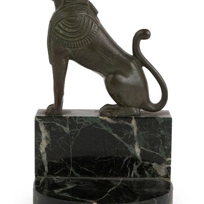 Sale Photo Thumbnail #148: Bronze Sphinx and Marble Bookend
