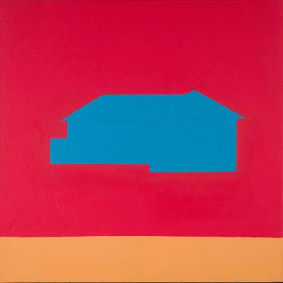 Sale Photo Thumbnail #302: Stephen Hightower, Florida 20th C., Blue House, Oil on Canvas