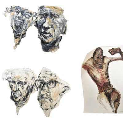 Sale Photo Thumbnail #279: Pawel Luchowski, Drawing of a Man, Mixed Media on Paper