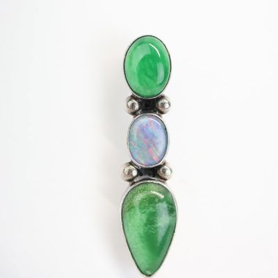 Sale Photo Thumbnail #89: Cecil Atencio Navajo Sterling Silver & Hardstone Brooch
