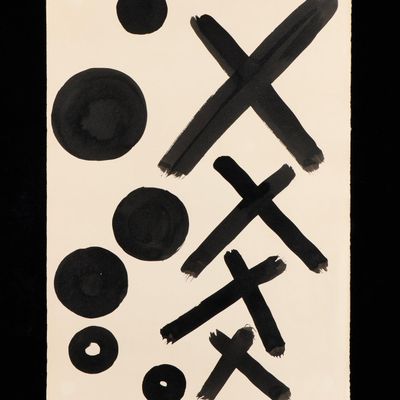 Sale Photo Thumbnail #64: Alexander Calder "Four Black Crosses" Painting 1961