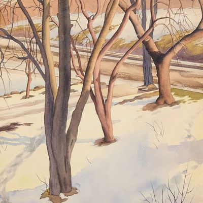 Sale Photo Thumbnail #127: Zama Vanessa Helder "Backyard Trees" Painting 1940