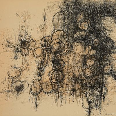 Sale Photo Thumbnail #107: George Morrison Abstract Ink Drawing 1960