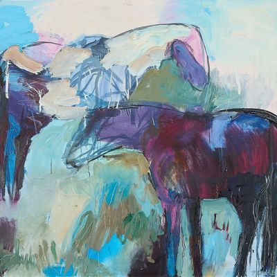 Sale Photo Thumbnail #119: Theodore Waddell "Barber Horses" Oil Painting 1990