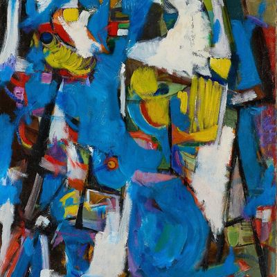 Sale Photo Thumbnail #97: Hugh Kappel Abstract Oil on Canvas Painting 1948