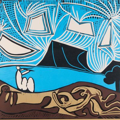 Sale Photo Thumbnail #35: Pablo Picasso "Bacchanale" Color Linocut 1959