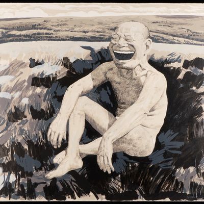 Sale Photo Thumbnail #85: Yue Minjun "Man Sitting on Mound" Serigraph 2008